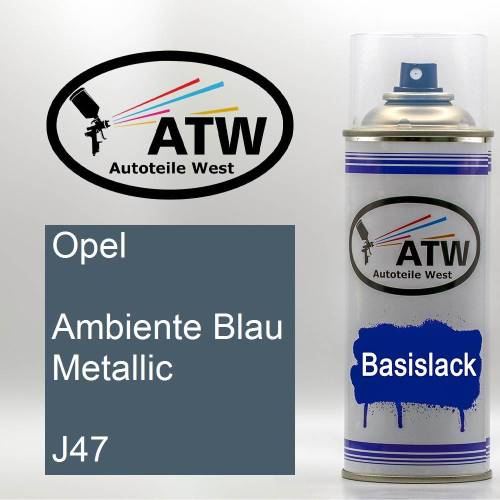 Opel, Ambiente Blau Metallic, J47: 400ml Sprühdose, von ATW Autoteile West.